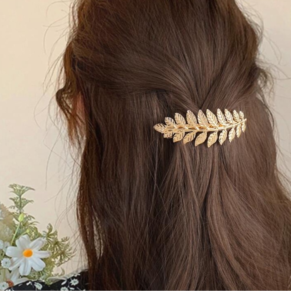 Gold Feather Hair Clip Barrette